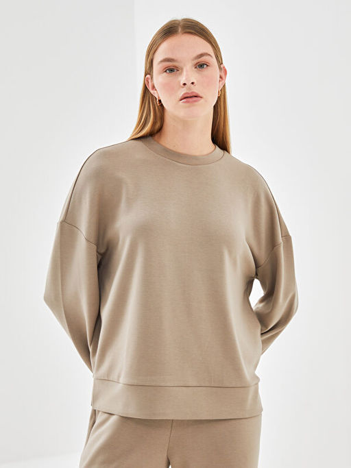 Bisiklet Yaka Oversize Kad?n Sweatshirt