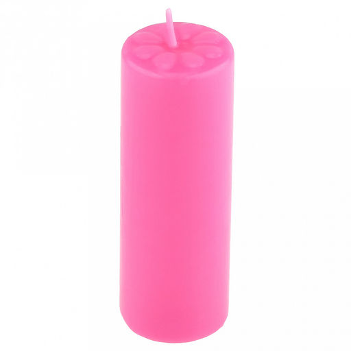 Свеча "Цилиндр" д4см, h12см, парафин, с декором, "Лепесточки", время горения 18 часов, фуксия (Россия)