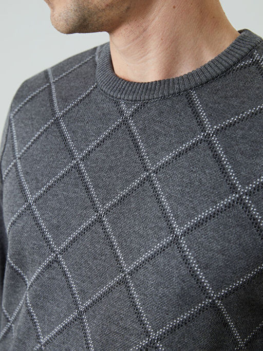 Baklava Desenli Erkek Triko Kazak