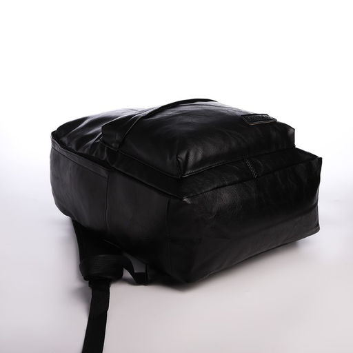 Рюкзак городской из искусственной кожи на молнии, 4 кармана, цвет чёрный - Simaland фото 3