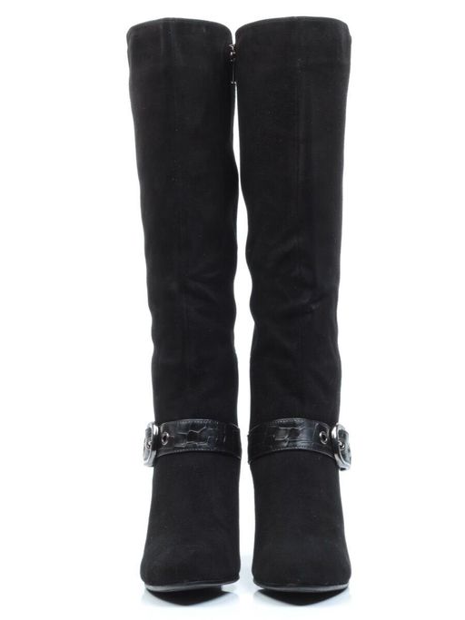 02-MB051-211M BLACK Сапоги зимние женские (натуральная замша, натуральный мех (еврозима))