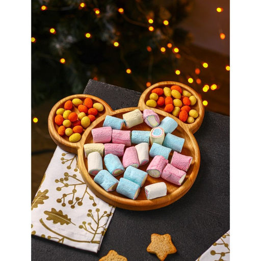 Менажница Adelica «Микки», 3 секции, 25×23×1.8 см, пропитана минеральным маслом, в подарочной коробке, дерево берёза