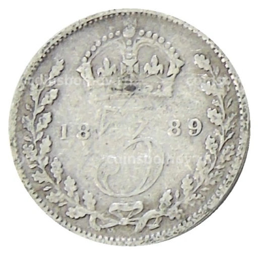 3 пенса 1889 года Великобритания