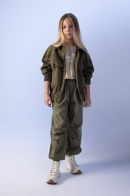 Хлопковые брюки с парашютом для девочек - Defacto фото 4