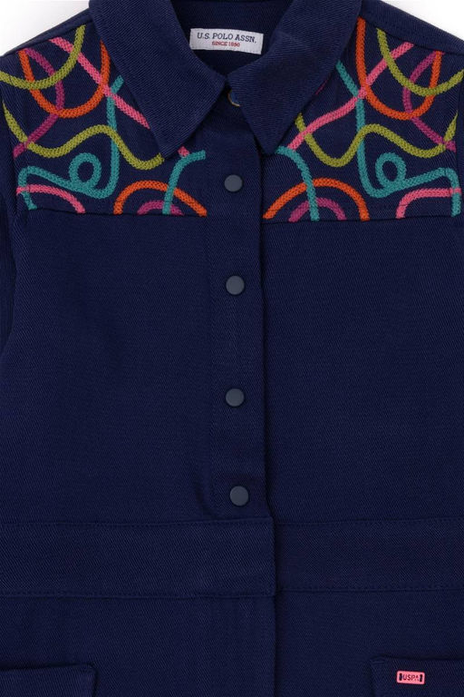 Темно-синее тканое платье для девочки - U.s. polo assn фото 3