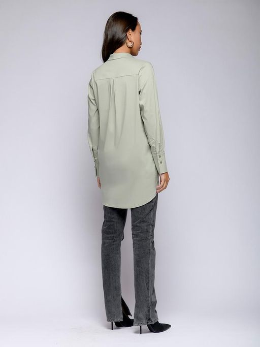 Рубашка фисташкового цвета удлиненная - 1001dress фото 3