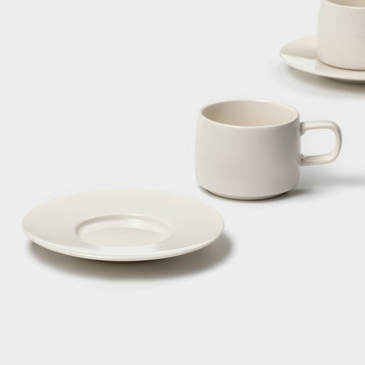Набор фарфоровый кофейный Magistro Whitewarm, 4 предмета: чашка 250 мл, блюдце d=15,5 см фото 5