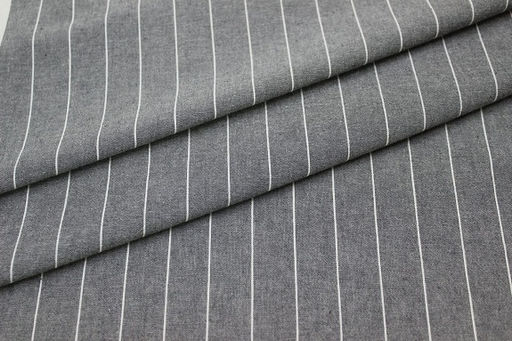 Вареный (стираный) хлопок Полосы (цв.молочный) на т.сером меланже, СОРТ2, ш.2.5м, хл-100% - Купава фото 4