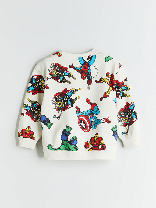 Bisiklet Yaka Marvel Bask?l? Erkek ?ocuk Sweatshirt ve E?ofman Alt?