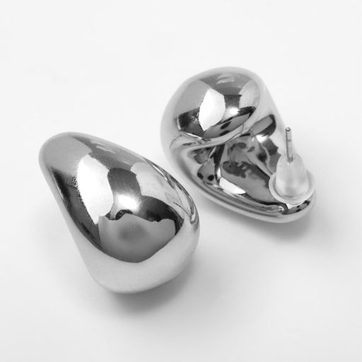 Серьги пластик Капля структура мини, цвет серебро - Qf фото 2