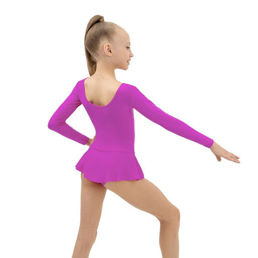 Купальник гимнастический Grace Dance, с юбкой, с длинным рукавом, р. 36, цвет фуксия  фото 4