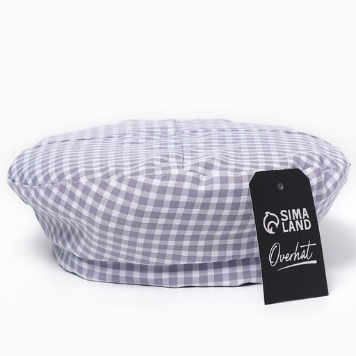 Берет в клетку, серый, р-р 56 см