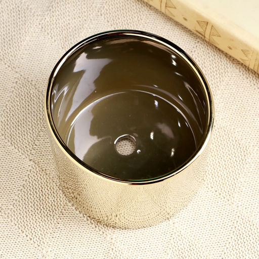 Горшок для цветов «Лайт», d=12 см, h=11 см, керамика, золотистое