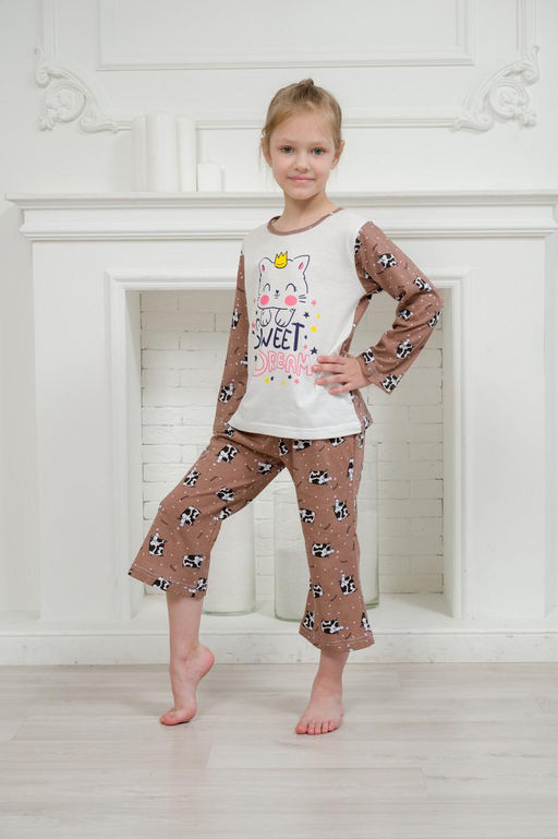 Пижама детская из кулирки Кисонька молоко - Амадэль фото 3