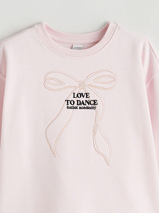 Bisiklet Yaka Nak??l? K?z ?ocuk Sweatshirt