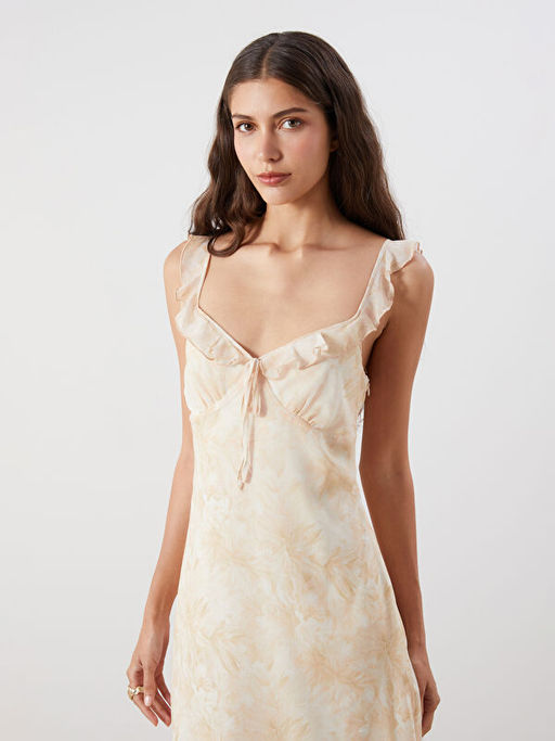 ?i?ekli Ask?l? F?rf?rl? Belden Oturtmal? Elbise