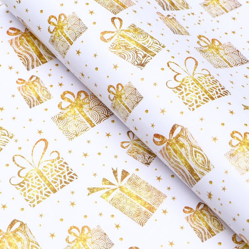 Цена за 10 шт. Бумага упаковочная глянцевая Подарки, 0,49 х 0,7 м - UPAK LAND фото 2