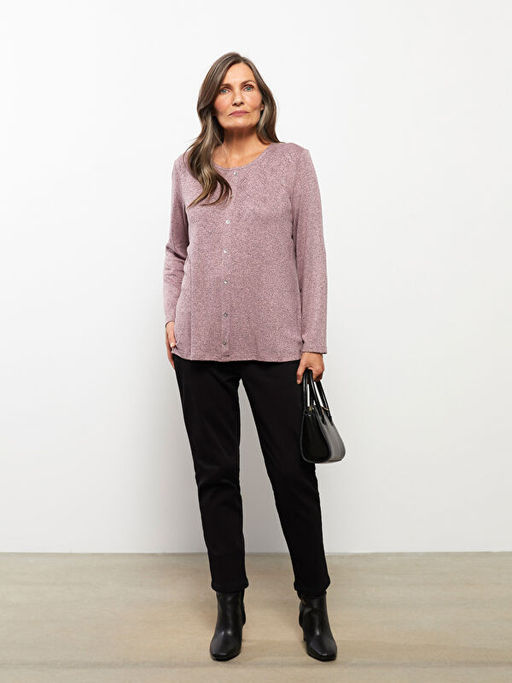 Bisiklet Yaka Ta?l? Uzun Kollu Kad?n Bluz