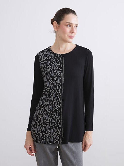 Bisiklet Yaka Desenli Bluz