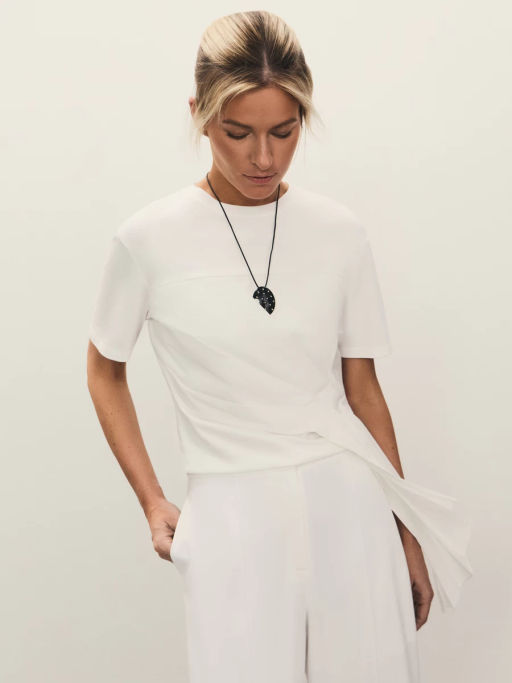 Футболка с драпировкой из поплина / Zarina  фото 8