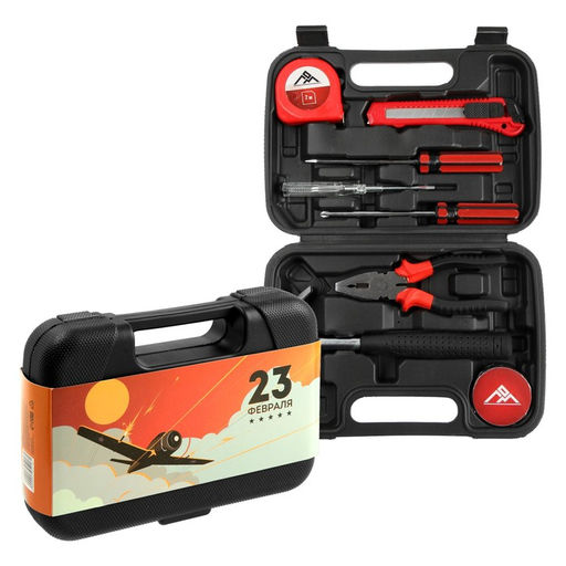 Набор инструментов в кейсе ЛОМ 23 ФЕВРАЛЯ, в подарочной упаковке, 8 предметов