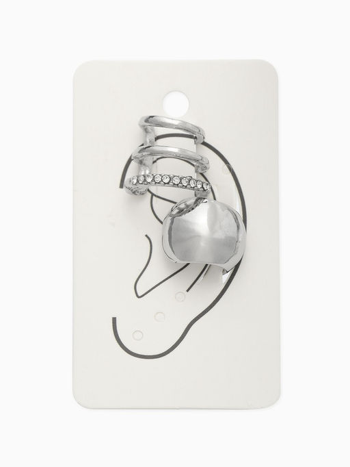 Серьги каффы, набор 2 шт. объёмные, цвет серебро - Qf фото 3