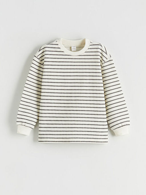 Bisiklet Yaka ?izgili Erkek ?ocuk Sweatshirt