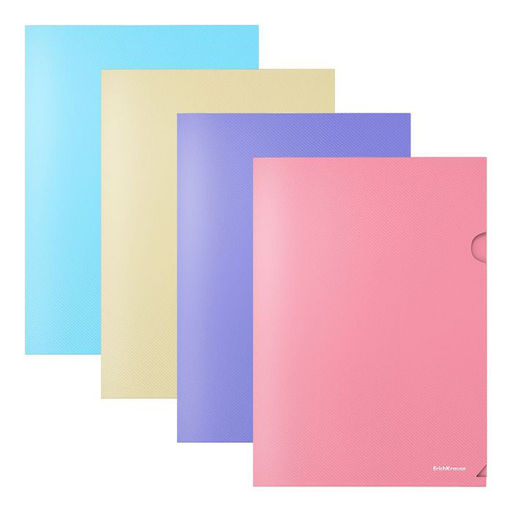 Цена за 5 шт.Папка-уголок ErichKrause DIAGONAL PASTEL А4, непрозрачный пластик 180 мкм, ассорти