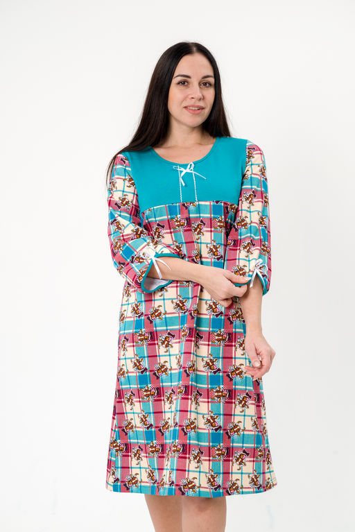 Ночная сорочка женская из футера Эмма изумрудно-бордовый - Амадэль фото 14