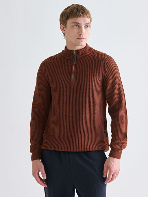 Dik Yaka Uzun Kollu Erkek Triko Kazak