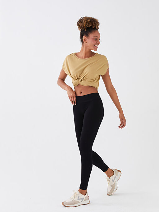 Kad?n Beli Lastikli D?z Outdoor Tayt