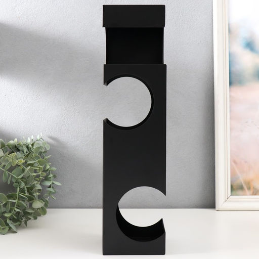 Фигурка металл, держатель для бутылок «Геометрия», чёрный, 10×10×40 см