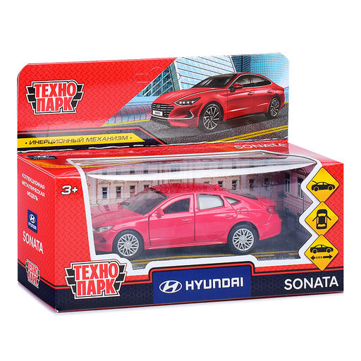 Машина металл Hyundai Sonata 12 см. (двери, багаж, красный) инерц., в коробке