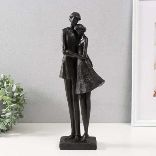Фигурка полистоун «Мама и дочка», чёрный, 40×12×11 см