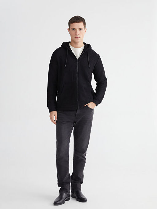 Kap??onlu Polar Erkek Fermuarl? Sweatshirt