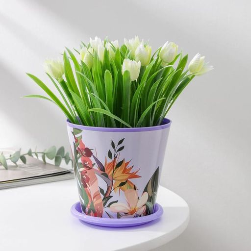 Цена за 2 шт. Горшок для цветов Доляна «Тропический лес», 800 мл, цвет лиловый