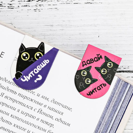Цена за 2 шт. Закладки магнитные для книг, 8 шт. «Книжный котоман», 15×15 см