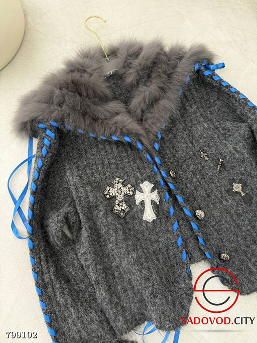 кардиган из премиального эко-меха под песца - Bruno фото 3