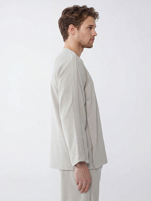 Kolay Giyilebilir Yanlardan C?rt Bantl? Erkek Sweatshirt