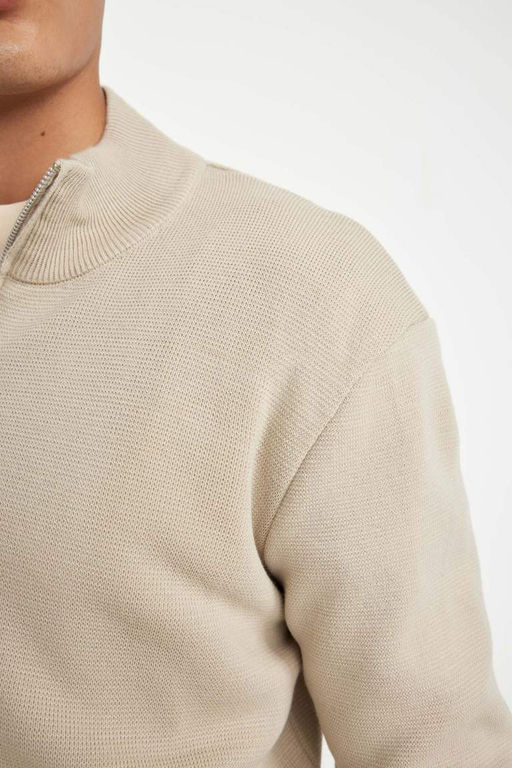 Трикотажный кардиган стандартной посадки с высоким воротником - Defacto фото 6