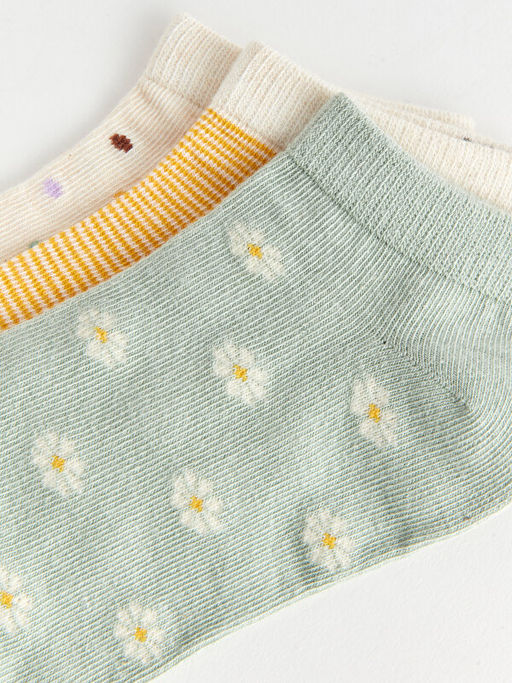 Desenli Kad?n Patik ?orap 3l?