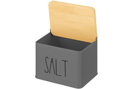 Емкость для хранения 1,5 л 14*11*11 см SALT с деревянной крышкой, темно-серая - Elan gallery фото 7