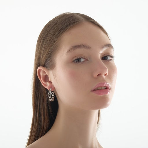 Серьги-кольца Цепи малые, d=2,2, цвет серебро - Queen fair фото 3