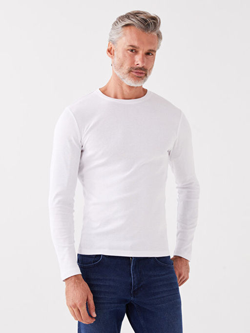 Bisiklet Yaka Uzun Kollu Erkek Sweatshirt
