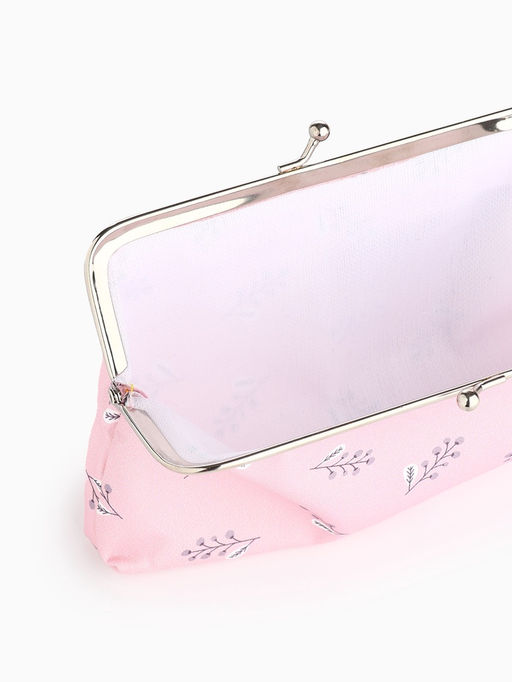 Косметичка женская на фермуаре, маленькая, с принтом, нежно-розовая