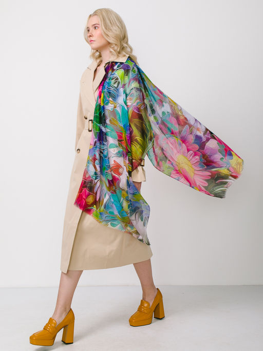 Большой, мягкий, тонкий и очень нежный двусторонний палантин с рисунком в стиле арт-деко - Tantino фото 5