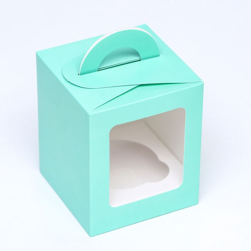 Цена за 2 шт. Коробка для 1 капкейка, зеледляя, 9.2×9.2×11.1 см