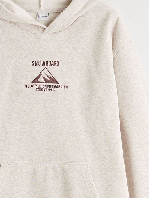Kap??onlu Bask?l? Erkek ?ocuk Sweatshirt