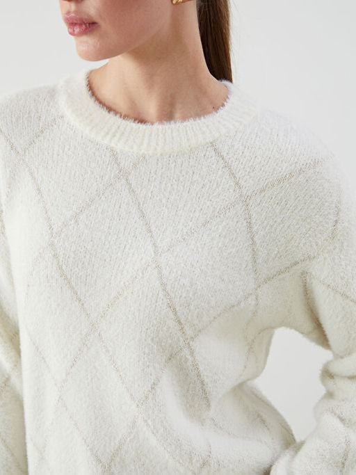 Baklava Desenli Kad?n Triko Kazak