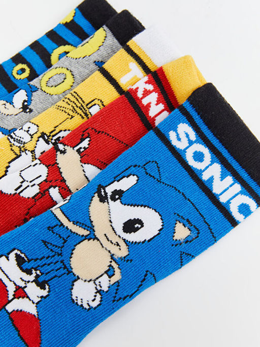 Sonic Desenli Erkek ?ocuk Soket ?orap 5li